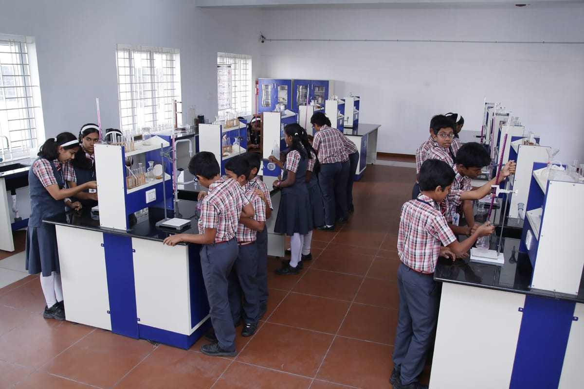 Students working in the school science laboratory