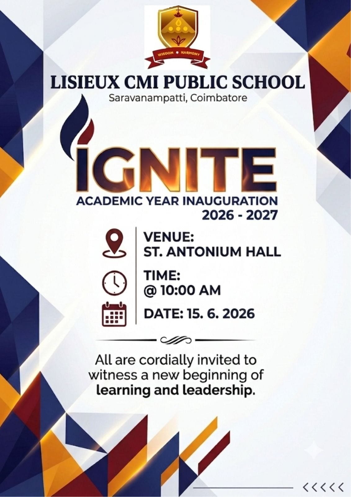 IGNITE — Academic Year Inauguration 2026–2027 invitation